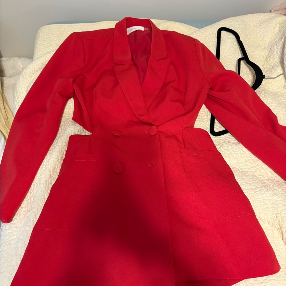 Red Blazer Romper Dress
